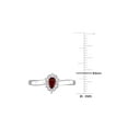 thumbnail image 4 of 1/4 Carat (Ctw) Garnet Drop Ring in Sterling Silver with Halo Diamonds for Women, 4 of 5