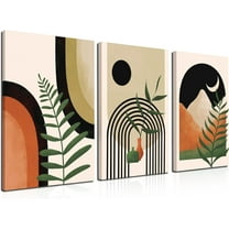 Boho Wall Art Painting Set of 3, 16"x24" Mid Century Modern Wall Decor d Canvas Print Minimalist Wall Art Geometric Abstract Modern Neutral Boho Wall Art Decor for Living Room Bedroom Bathroom