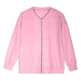 thumbnail image 4 of QTSHPN Hoodless Hoodie for Women Winter Long Sleeve Zip up Casual Solid Color Lined Zipper Collar Jacket with Pockets Sweatshirts Pink XXL, 4 of 6