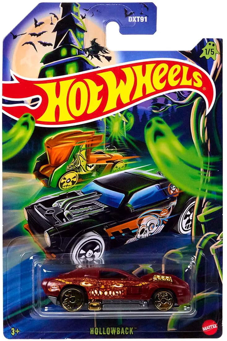 Hot Wheels Halloween Spooky Series Die-Cast Cars, Set of 5, Hollowback, Diesel Duty, Haul-O-Gram, Night Shifter, Culor DXT91-979H