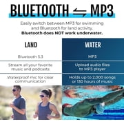 H2O Audio TRI 2 Multisport Waterproof Bone Conduction Open Ear Headphones, Bluetooth 5.3 for Running and Cycling, MP3 Mode for Swimming, 8GB Memory, 8.5-Hour Battery, Black/Blue