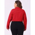 thumbnail image 4 of DARING DIVA Women's Plus Button Closed Cropped Denim Jacket 4X Red, 4 of 6