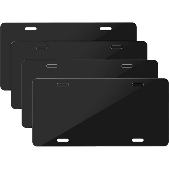 GFDYREE 4PCS Blank Metal Automotive License Plate Plates Tag for Custom Design Work (Black)