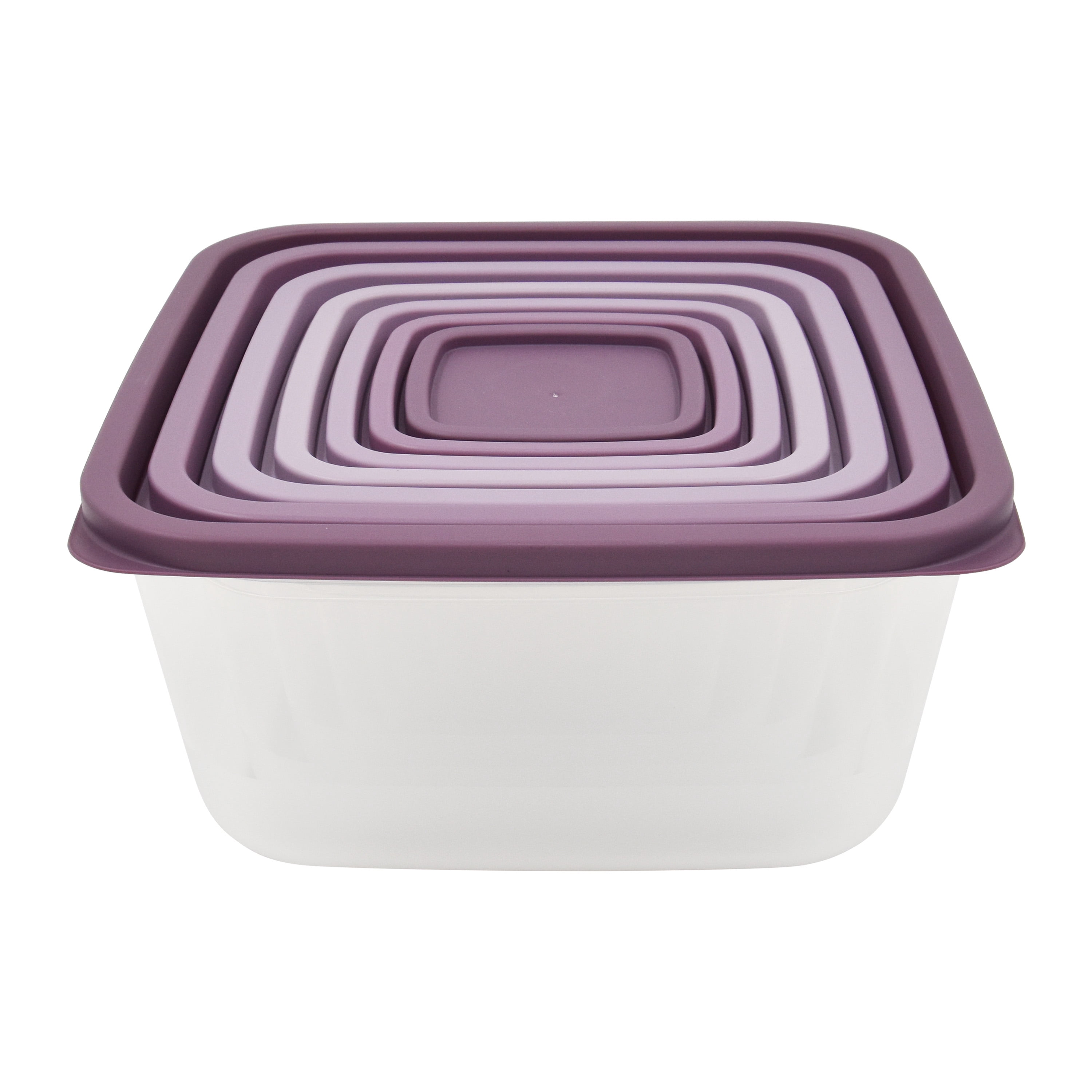 Mainstays 14 Piece Teal Plastic Food Storage Set, Purple Ombre, Ideal Use for Meal Prep and Batch Cooking