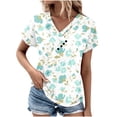 thumbnail image 2 of Fiudx Liquidación de Ofertas Flash Top Informal de Primavera y Verano de Manga Corta con Cuello En V para Mujer, 2 of 6