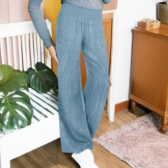 HOWPAY Straight Leg Jeans Women High Waisted Wide Leg Denim Pants with Pockets Loose Fit Vintage Pull on Boyfriend Comfy Soft Casual Pants BU1 L