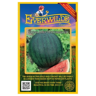 Everwilde Farms - 40 Sugar Baby Watermelon Seeds - Gold Vault Seed Packet
