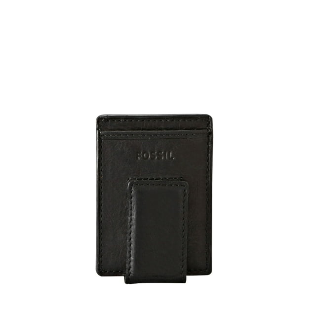 Tarjetero magnético de piel Fossil Ingram, color negro, para hombre