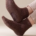 thumbnail image 4 of Mens Cozy Plush Thermal Home Socks Anti-Skid Sole Soft Warm Winter Sleeping Casual Socks Brown One Size, 4 of 7