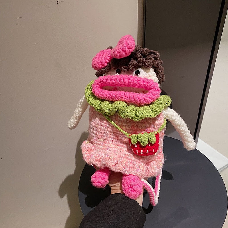 Baguery Handmade Crochet Phone Crossbody Bag for Women - Mini Knitted Cute Cell Phone Purse with Long Strap