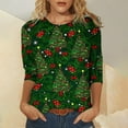 thumbnail image 2 of YanHoo Christmas 3/4 Sleeve Tees for Women 2023 Walmart Prime Sale Ladies Tops Christmas 3/4 Sleeve Crewneck Shirts Fall Lightweight Sweatshirts 2023 Clearance Christams Gifts, 2 of 5