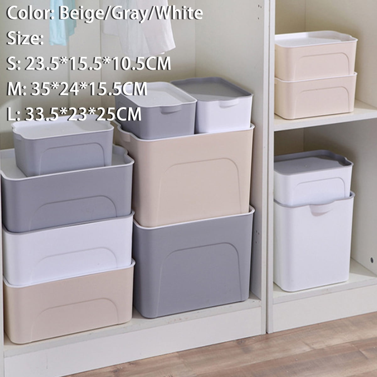 grey storage boxes