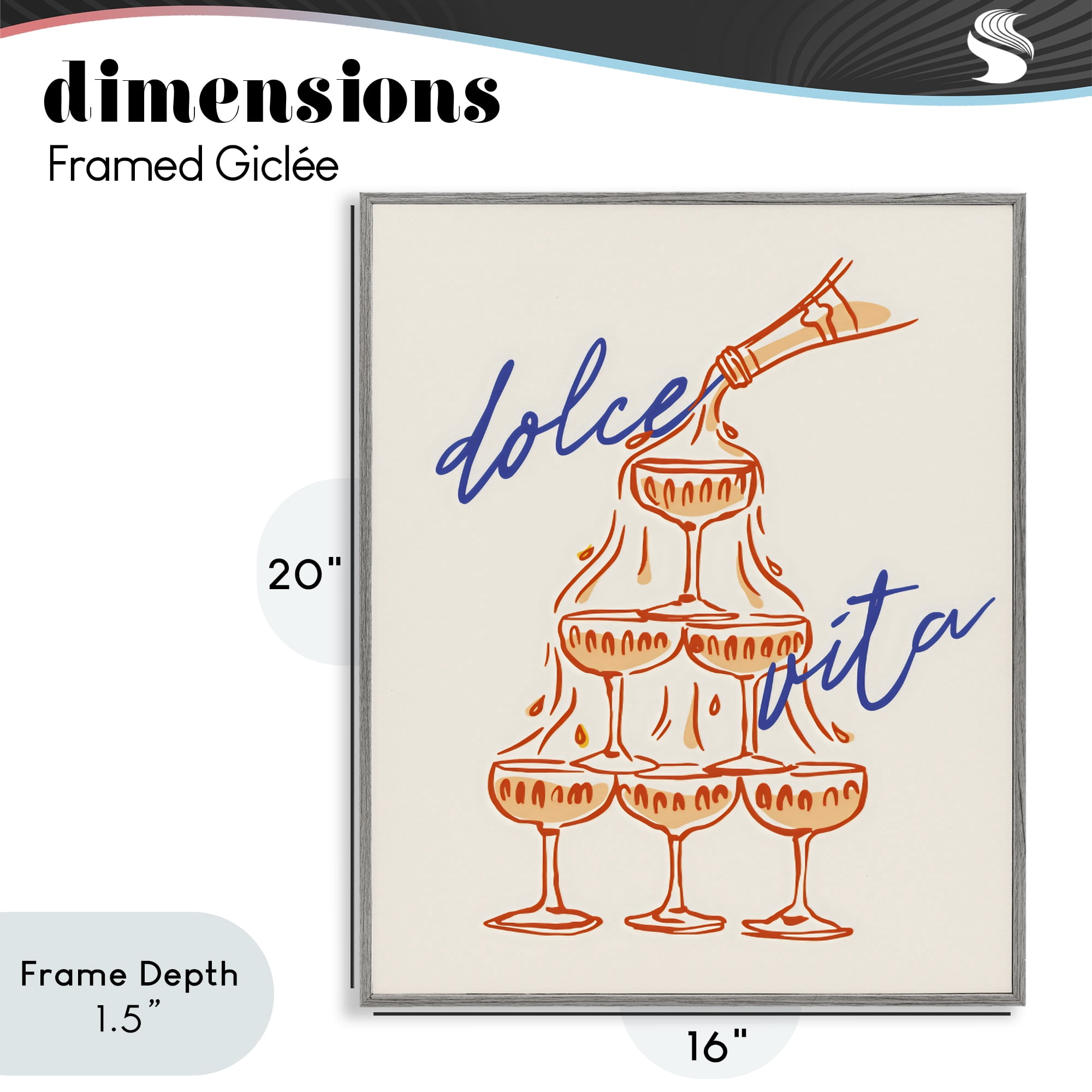 Stupell Industries Dolce Vita Champagne Tower Gray Framed Giclee Art, design by The Prints Vibe
