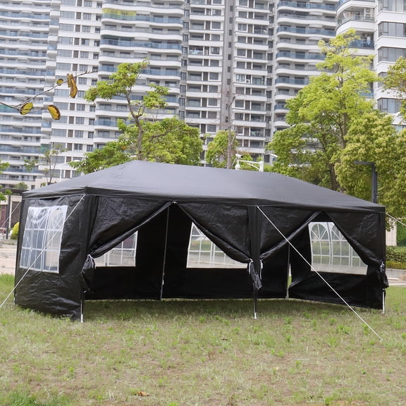 10x20ft Outdoor Party Tent 6 Removable Sidewalls 2 Doors Waterproof Canopy Gazebo Black