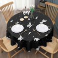 thumbnail image 3 of Black White Butterfly Star Pattern Round Tablecloth 60"x60",Wrinkle Wipeable Table Cloth for Kitchen Dining Room Picnic Patio Party, 3 of 6