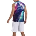 thumbnail image 2 of Pofeuu Starry Multicolored Wolf Print Basketball Jersey, Shirts for Men Youth Basketball Jersey Crew Neck-Large, 2 of 6