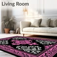 thumbnail image 2 of ODIKA 6'x9' Machine Washable Non-Slip Area Rug, Floral Damask Scroll Baroque Ornate Decorative High Traffic Rug with Pad, Pink, 598777, 2 of 8