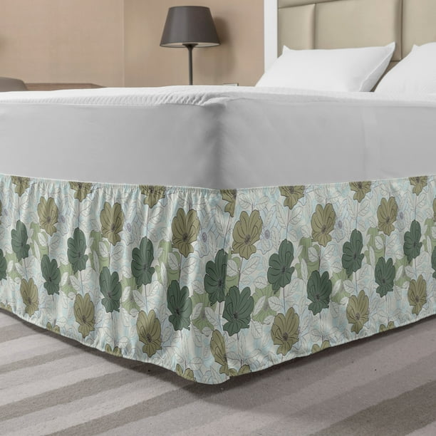 Floral Bed Skirt, Demonstration of Botanical Themed Pastel Colored
