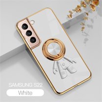 SaniMore for Samsung Galaxy S22 All-Inclusive Electroplating Silicone Magnetic Case, Three Dimensional Astronaut Case with Car Mount & Ring Kickstand Shockproof Protective Cover, ,White