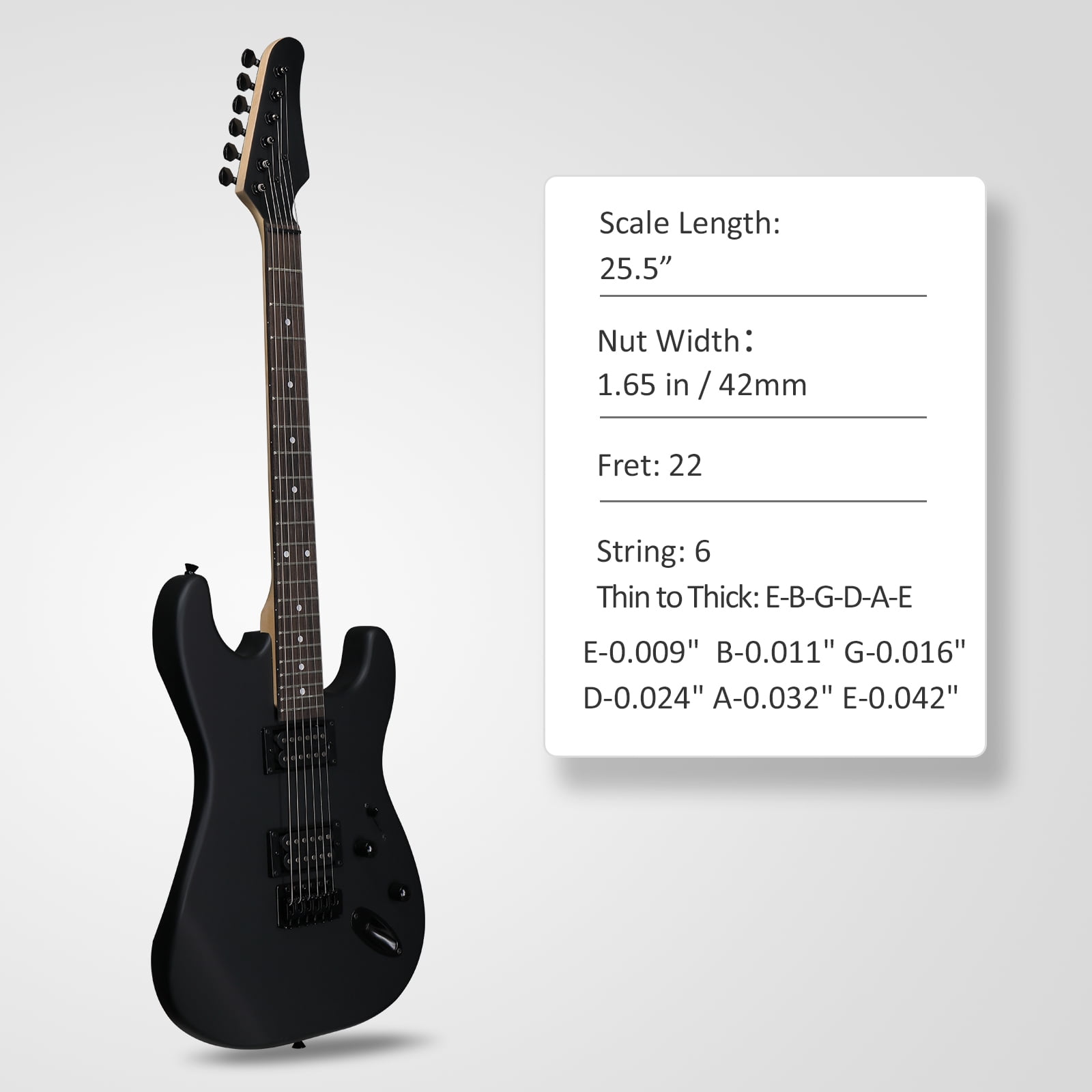 Ktaxon KST 39in Electric Guitar Beginner Kit w/ 20W Amp, H-H Pickups, Capo, Strap, Cable, Picks, Matte Black