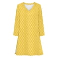 thumbnail image 6 of XPMWRP Women's Polka Dot V Neck Tunic Top 3/4 Sleeve Loose Fit Casual Blouse Flowy Longline Shirt for Daily Wear Yellow M, 6 of 6
