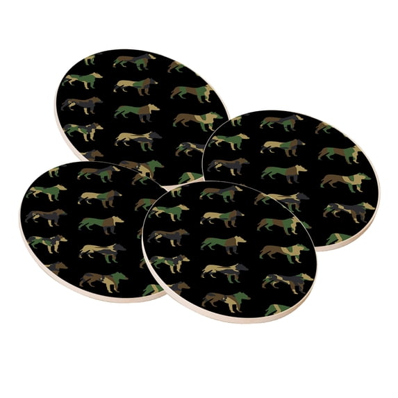 KuzmarK Sandstone Drink Coaster (set of 4) - Pitbull Camoflauge