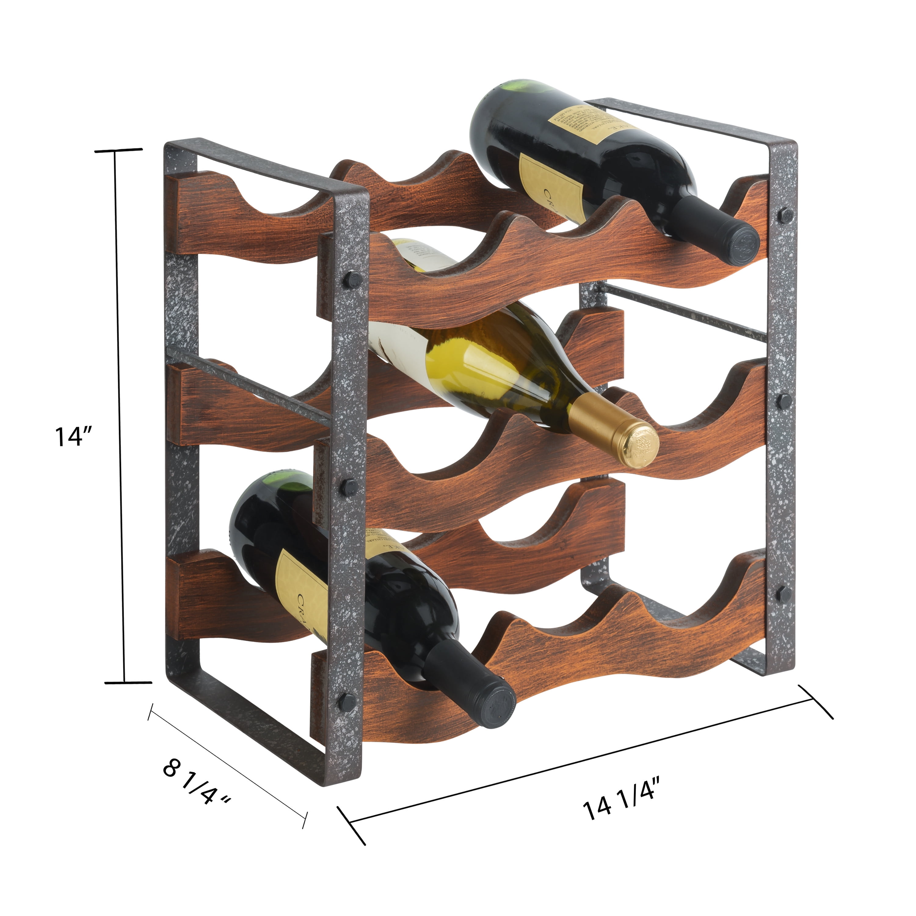 Danya B Rustic 9 Bottle Metal And Wood Free Standing Countertop