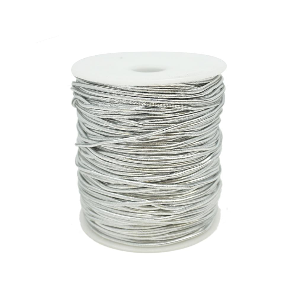 Elastic Stretch Jewelry Cord, Silver, 1.5mm, 100Yard