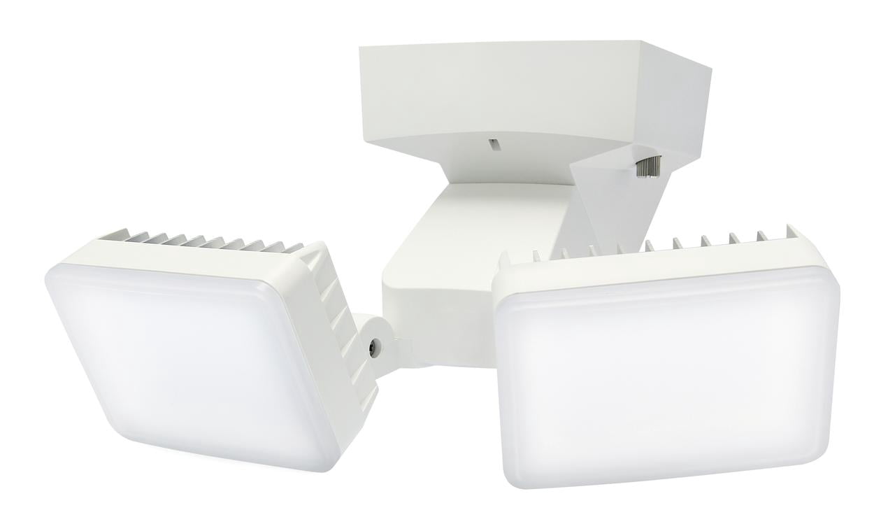 IQ America DT2002 LED Energy Saving Outdoor Weatherproof Dusk-to-Dawn Security Flood Light w Timer 2100 Lumens Eave or Wall Mount Commercial Residential WH