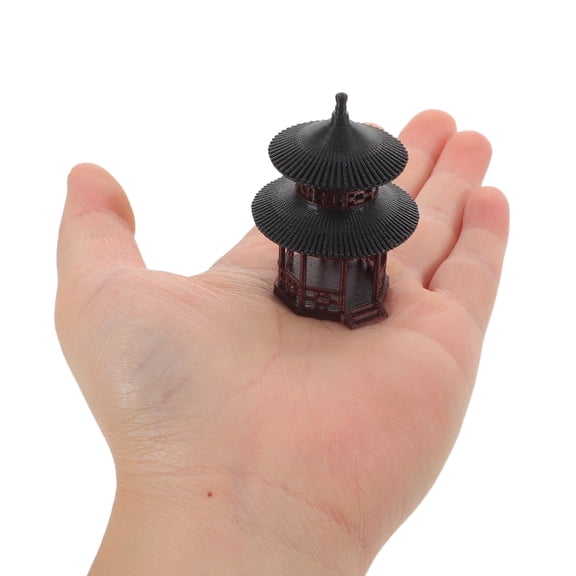 Bonsai Pavilion Statue: Mini Asian Garden Figurine Ornament - Chinese Style Pavilion Decor for Indoor Miniature Landscape Fairy Garden Decoration