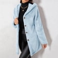 thumbnail image 5 of Enjoytime Fleece Jacket Women Fall Winter Button Down Hooded Teddy Coat Soft Warm Casual Mid Length Long Sleeve Outerwear, 5 of 7