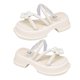 thumbnail image 5 of Sandalias de plataforma para mujer, sandalias informales de tacón alto con plataforma plana de verano para mujer con decoración floral para exteriores, 5 of 8