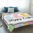 thumbnail image 4 of Happy Easter Blanket Soft Cozy Warm Throw Blanket for Couch, Plush Fuzzy Flannel Fleece Blankets for Sofa, Cute Lovely Colorful Rabbits Silhouette Eggs Bed Blankets Lightweight Gifts for Men, 32"x48", 4 of 9