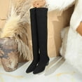 thumbnail image 5 of Thigh High Block Heel Boot Women Pointed Toe Stretch Over The Knee Boots, 5 of 8