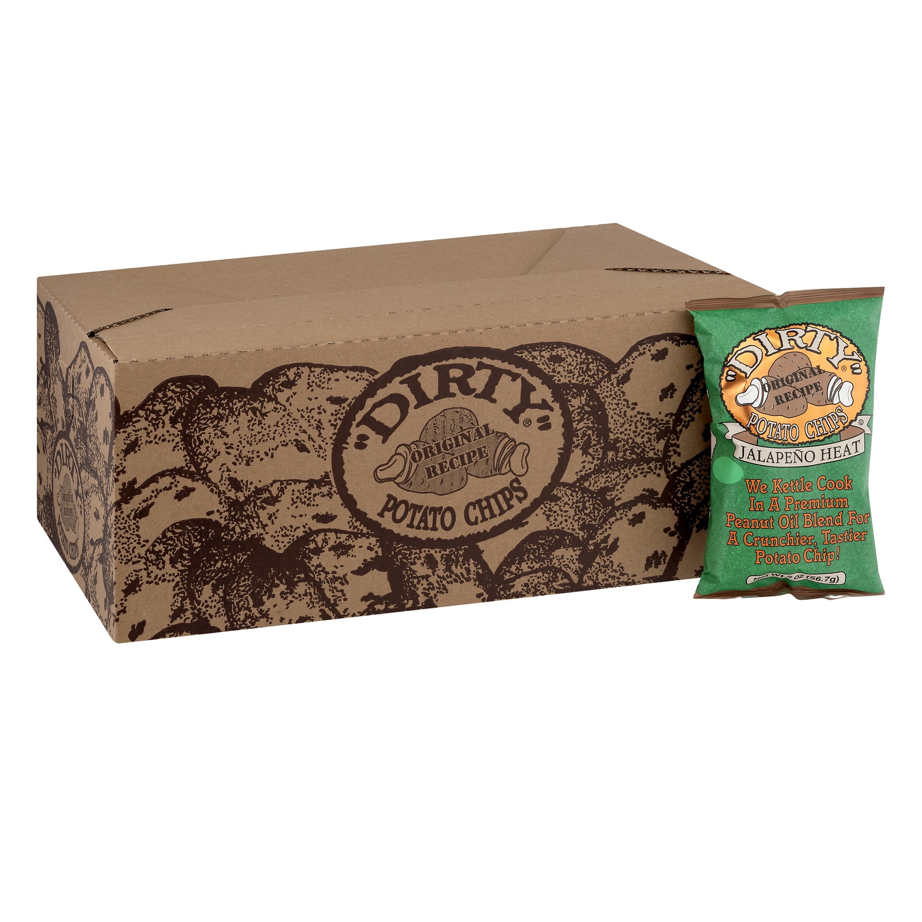 Dirty Kettle Style Jalapeno Heat Potato Chips, 2 oz. - Pack of 25