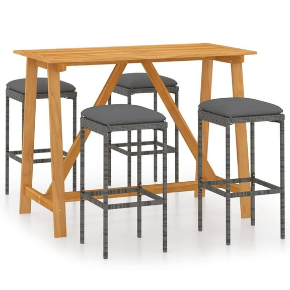 vidaXL Patio Bar Set Bar Table and Stools Patio Furniture Set with Cushions