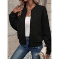 thumbnail image 3 of Womens Jacket Coat Casual Stand Collar Zip Up Fall Fashion Jackets Outfits with Pockets Black XXL, 3 of 7