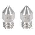thumbnail image 1 of Boquilla de impresora 3D de 0.3mm, adecuada para cabezal de extrusión MK8, para filamento de 1.75mm, acero inoxidable, 2 piezas, 1 of 4