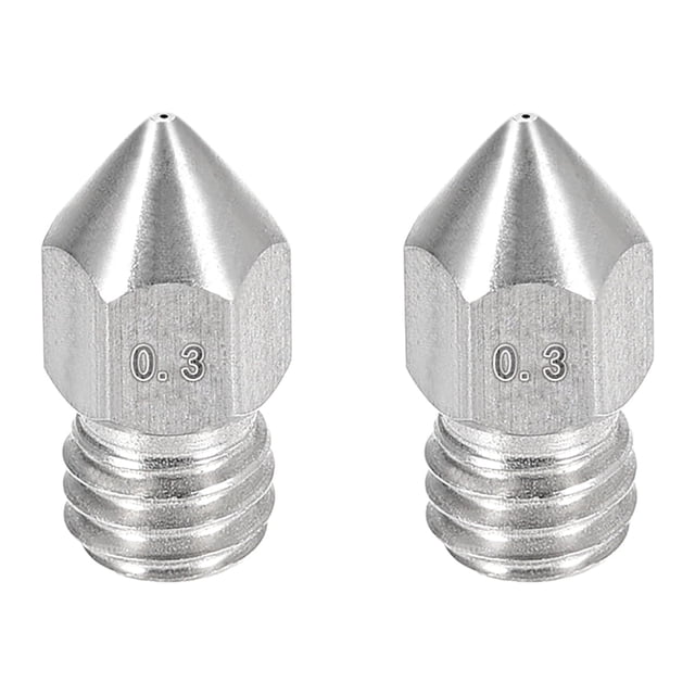 Boquilla de impresora 3D de 0.3mm, adecuada para cabezal de extrusión MK8, para filamento de 1.75mm, acero inoxidable, 2 piezas