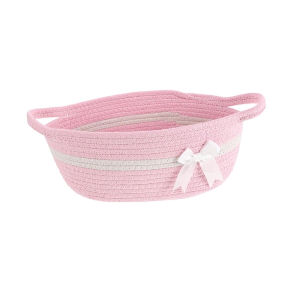 GOOHOCHY Cesta navideña vacía: cesta decorativa de cuerda tejida de algodón con asas y lazo para regalar en Navidad, Pascua y Año Nuevo. Incluye bolsa transparente y cinta de 34,5 x 15 x 13 cm.
