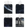 thumbnail image 2 of Fotbe Astronaut Standing In The Moon Porta Pañuelos Decorativo de Cuero, Caja Cuadrada Moderna para Pañuelos Faciales, Organizador y Dispensador 5x5x5'', 2 of 7