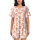 thumbnail image 1 of Balery Peach With Leaves Conjunto de Pijama para Mujer con Estampado, Dos Piezas de Manga Corta y Shorts, Ropa de Dormir Suave con Cuello Redondo y Bolsillos-Small, 1 of 6