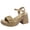 Khaki, variant on Womens High Heel Summer Solid Color One-line Strappy Beach Sandals White 35