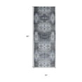 thumbnail image 4 of 8' Blue Gray And Taupe Abstract Stain Resistant Runner Rug, 4 of 6