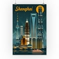 thumbnail image 3 of Shanghai, China, Retro Skyline (16x24 Giclee Gallery Art Print, Vivid Textured Wall Decor), 3 of 3