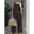 thumbnail image 1 of Trajes sencillos de lino y algodón para mujer, blusa holgada sin mangas a la moda de verano, pantalones de pierna ancha, conjunto de dos piezas para mujer, trajes informales, 1 of 5