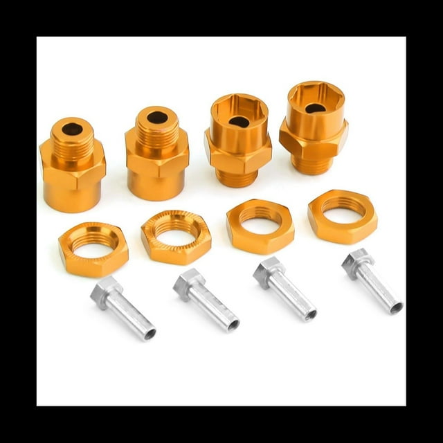 4 Piezas de Adaptador Hexagonal de Metal de 12 mm a 17 mm Adaptador de Cubos Hexagonales de Rueda Tuercas de ConversióN de ExtensióN para 1/10 RC Coche, Amarillo