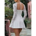 thumbnail image 6 of Elippeo Women’s Lace Long Sleeve Dress  Low Cut Back Tie Mini Dress Tunic Dress Party Wear, 6 of 10