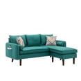 thumbnail image 5 of Mia Linen Fabric Sectional Sofa Chaise with USB Charger & Pillows in Green, 5 of 6