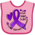 thumbnail image 3 of Inktastic Love, Care, Cure Cystic Fibrosis Awareness Purple Ribbon Boys or Girls Baby Bib, 3 of 4